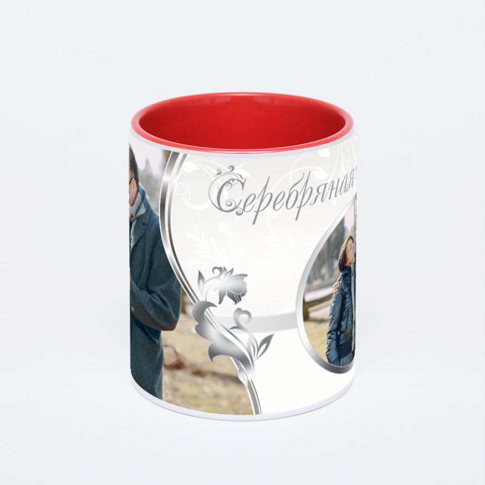 Красная кружка с фотопечатью