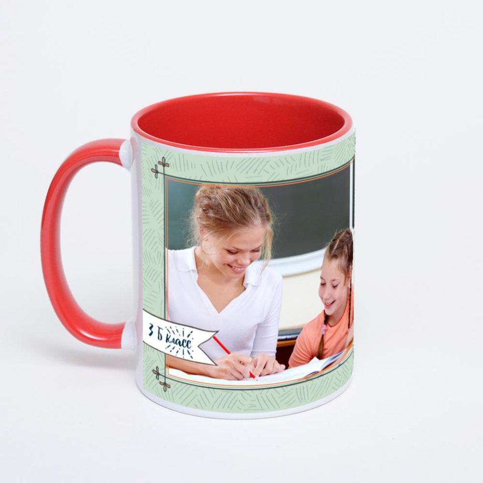 Красная кружка с фотопечатью