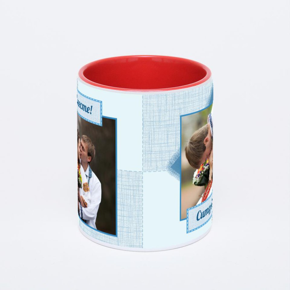 Красная кружка с фотопечатью