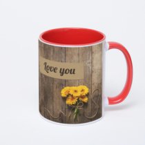 Красная кружка с фотопечатью