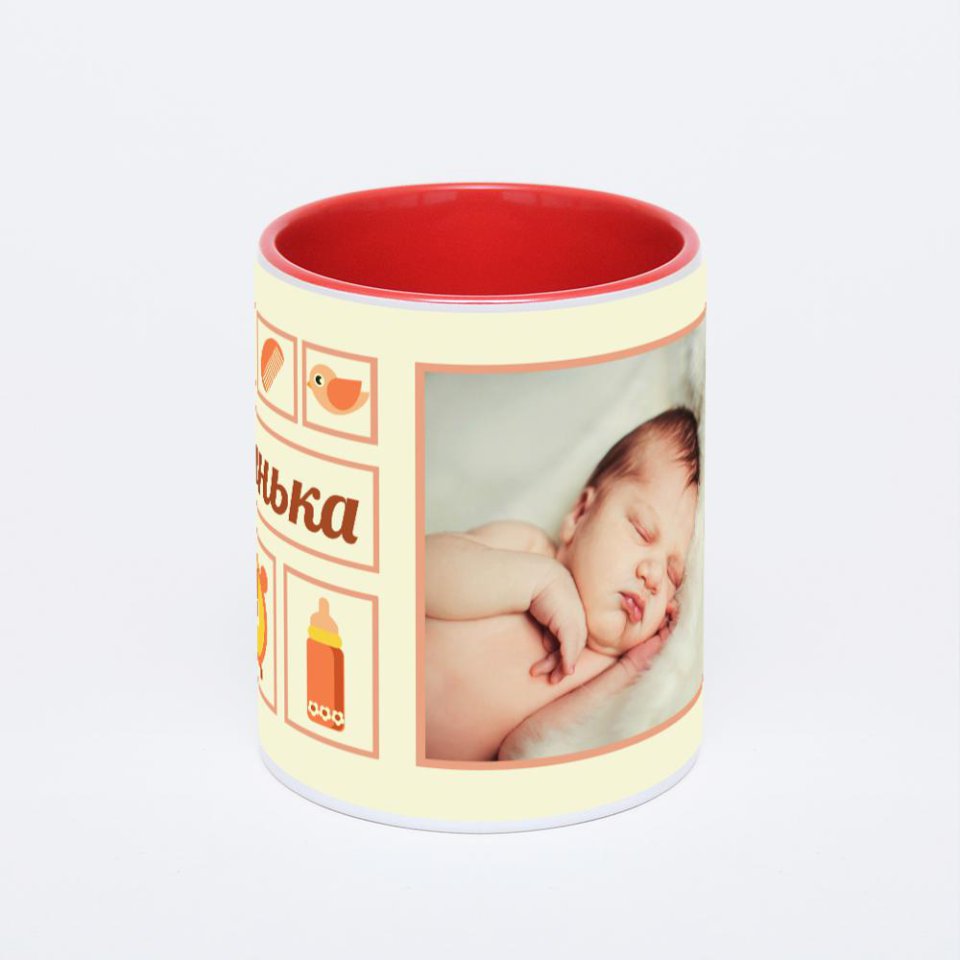 Красная кружка с фотопечатью