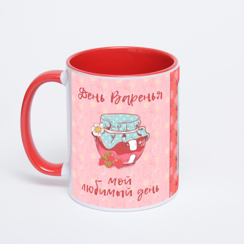Красная кружка с фотопечатью