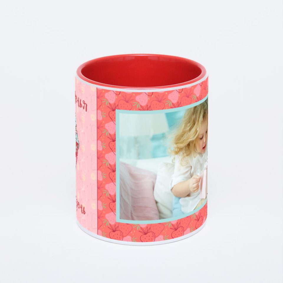Красная кружка с фотопечатью