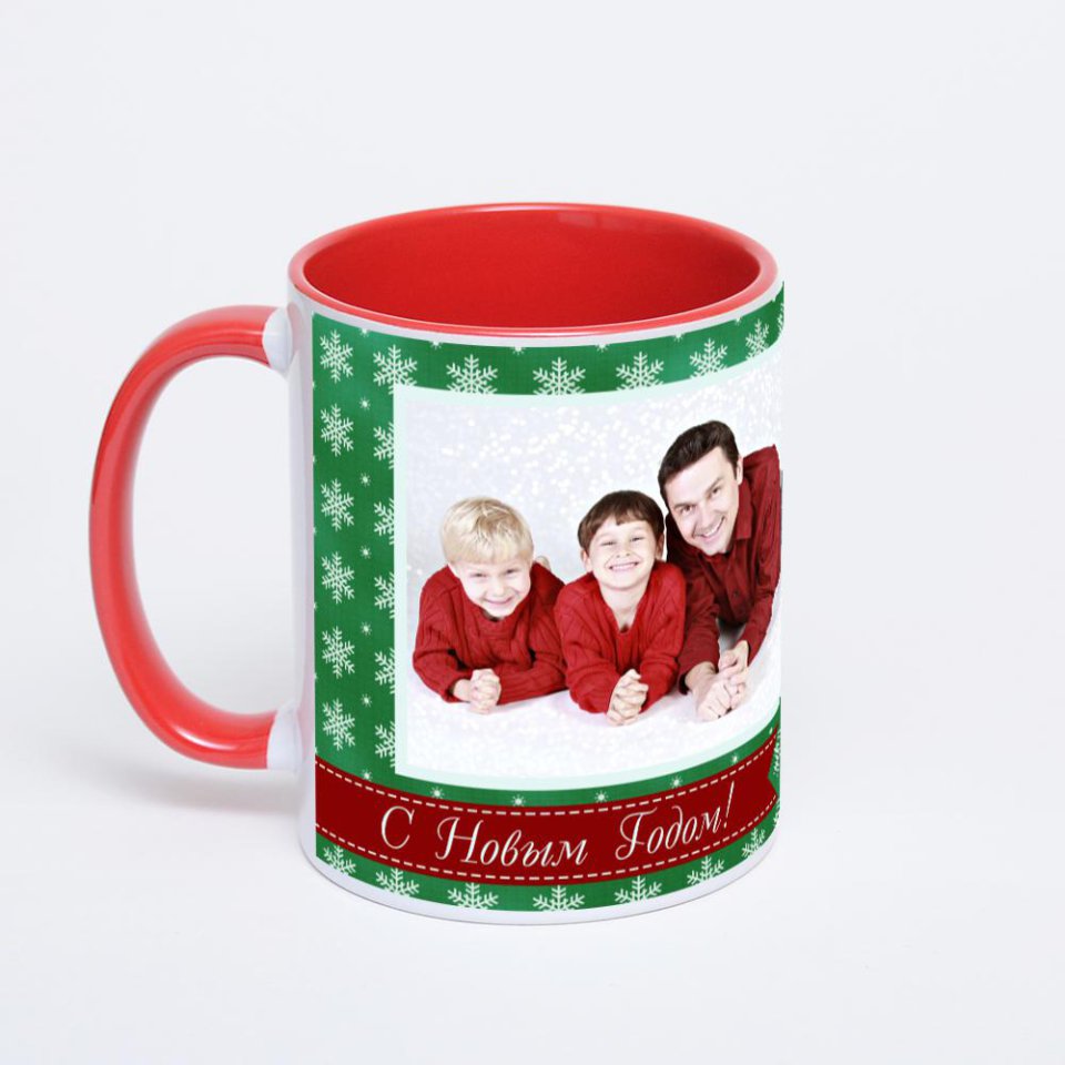 Красная кружка с фотопечатью