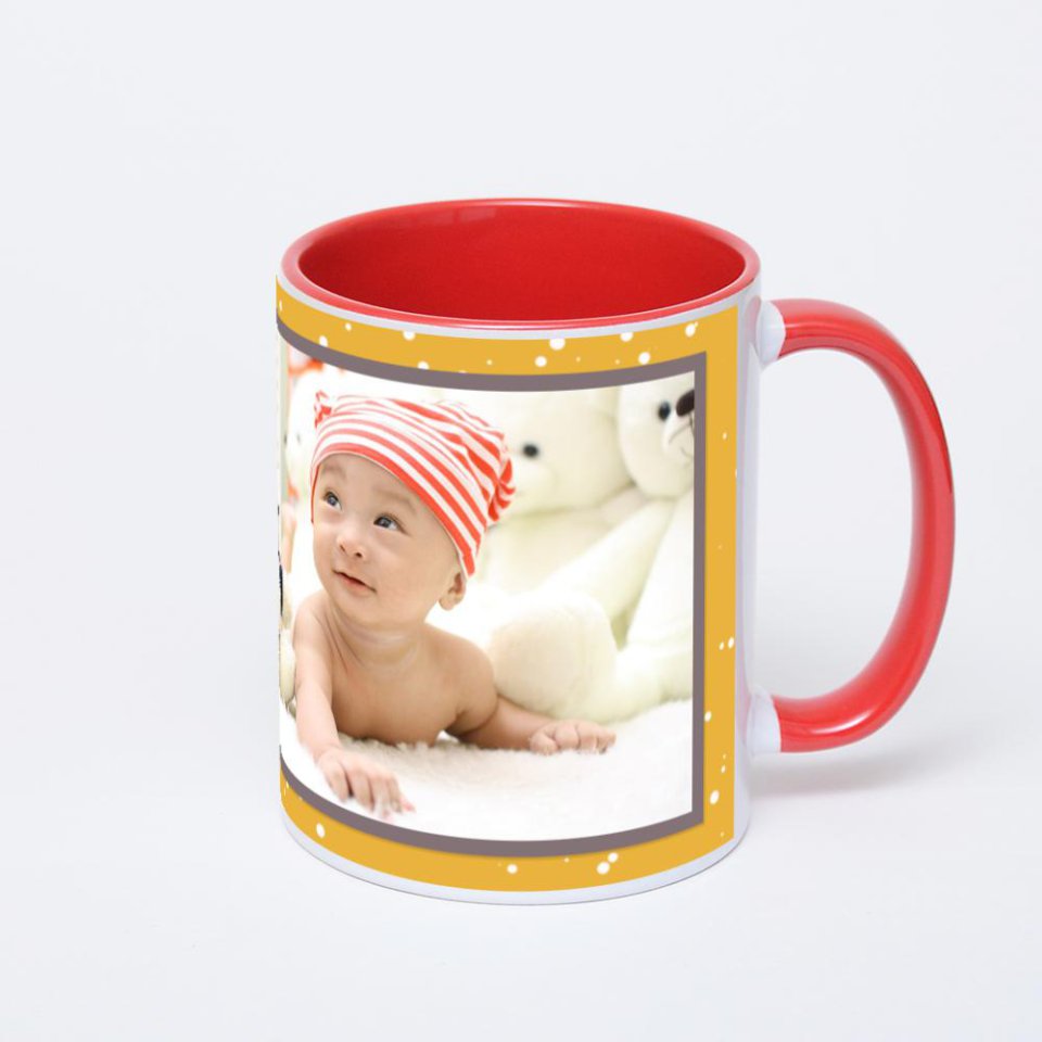 Красная кружка с фотопечатью