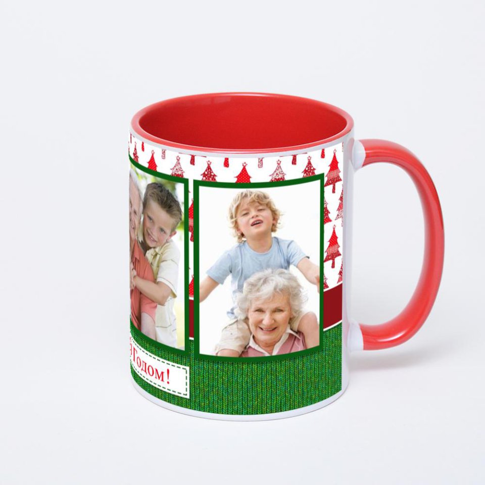 Красная кружка с фотопечатью