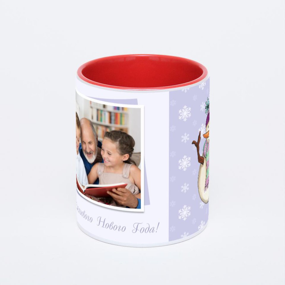 Красная кружка с фотопечатью