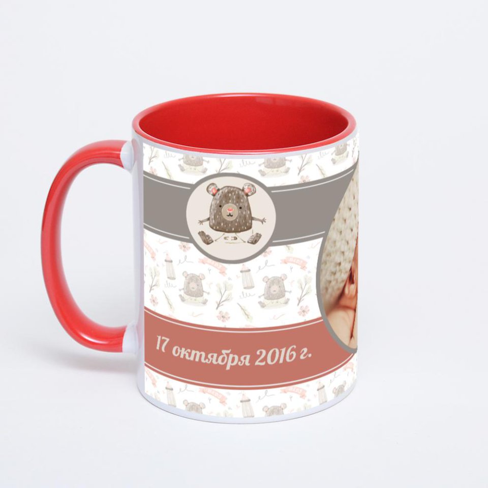 Красная кружка с фотопечатью