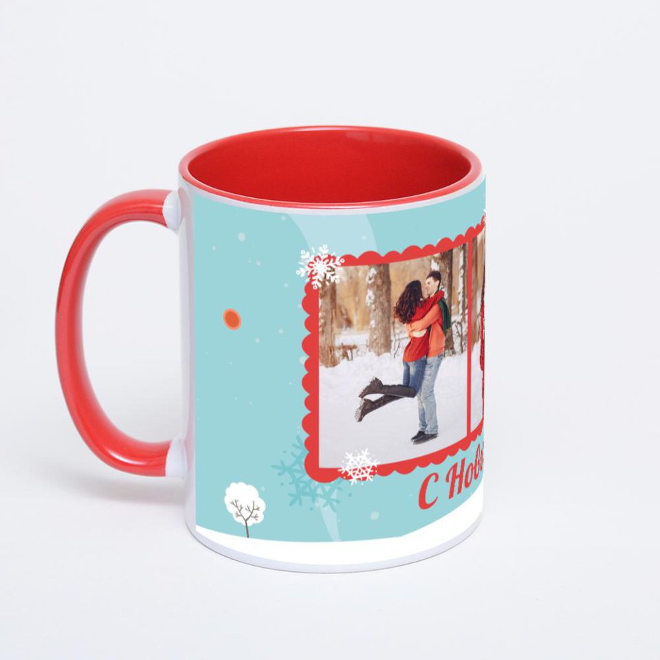 Красная кружка с фотопечатью