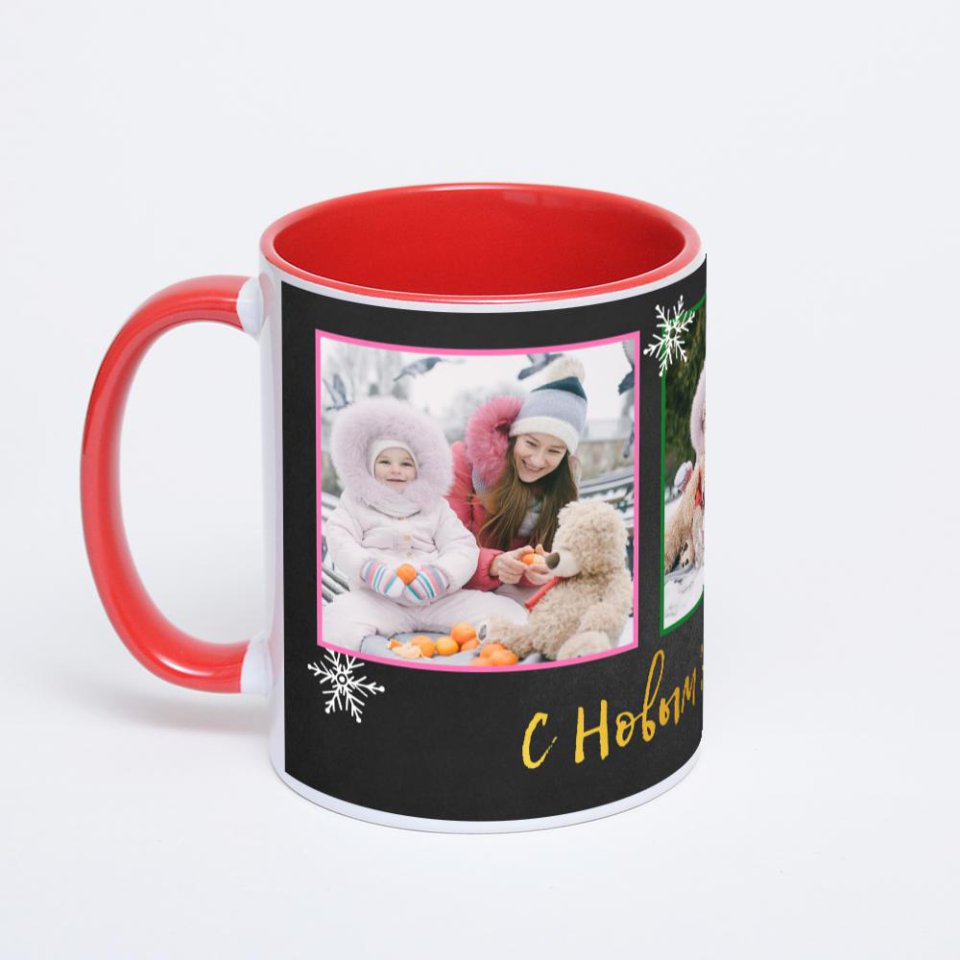 Красная кружка с фотопечатью