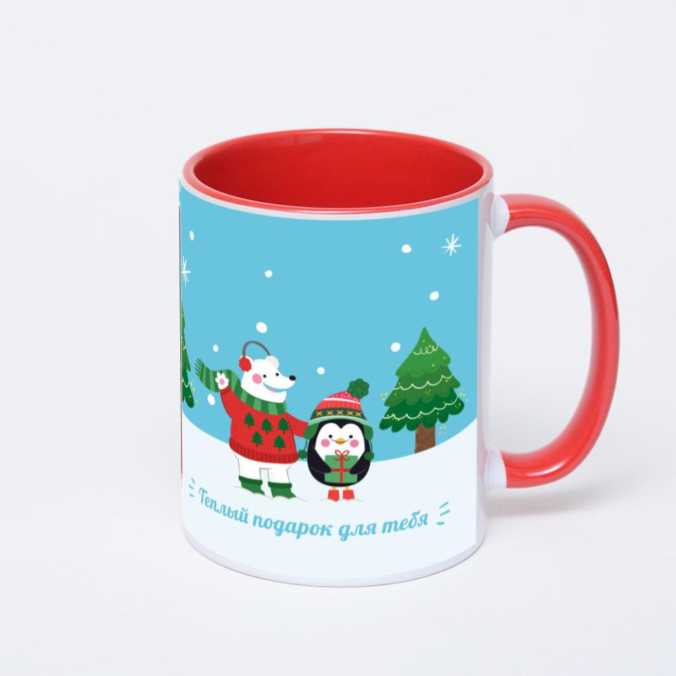 Красная кружка с фотопечатью