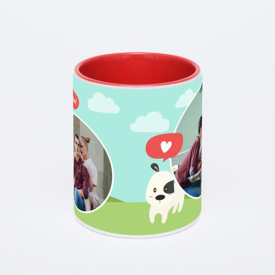 Красная кружка с фотопечатью