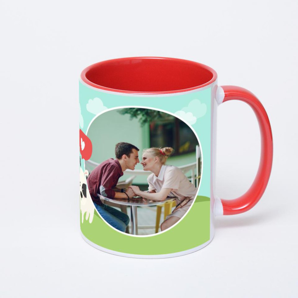 Красная кружка с фотопечатью