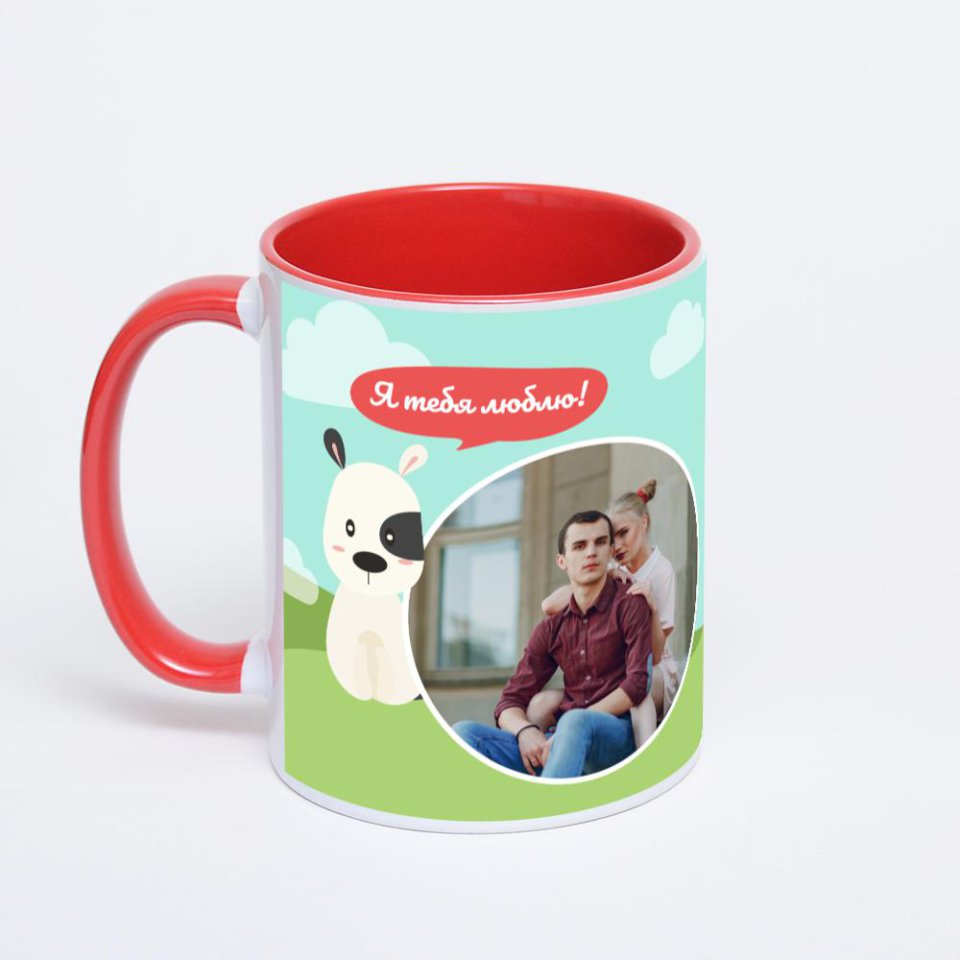 Красная кружка с фотопечатью