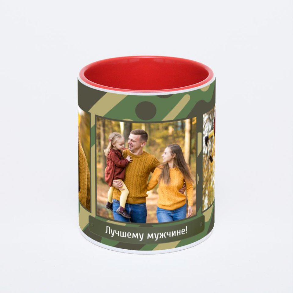 Красная кружка с фотопечатью