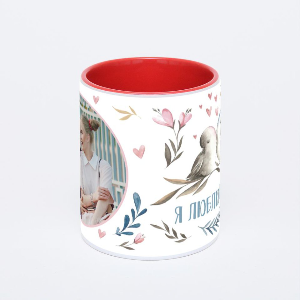 Красная кружка с фотопечатью