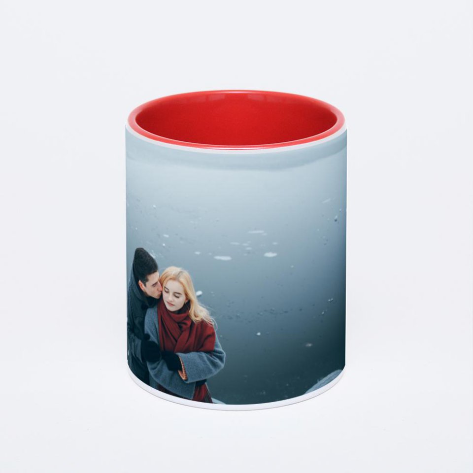 Красная кружка с фотопечатью