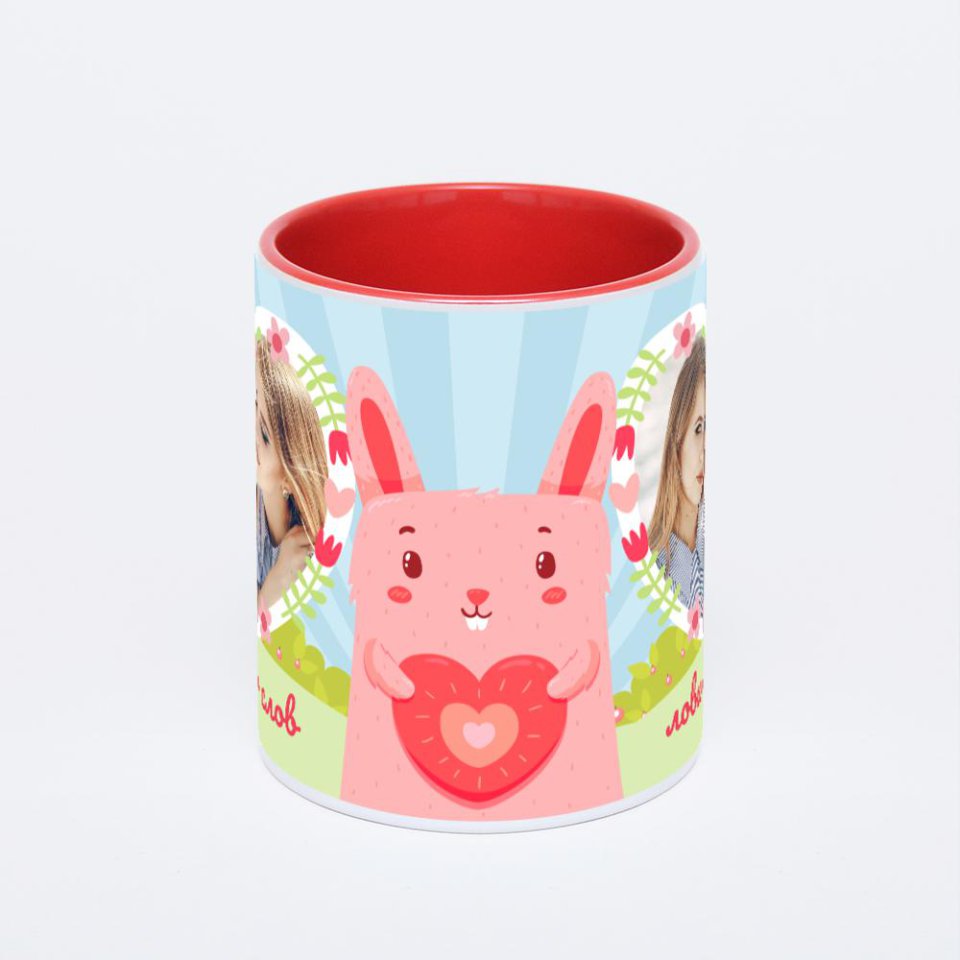 Красная кружка с фотопечатью