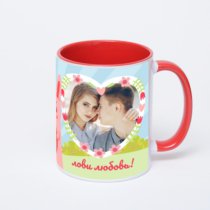 Красная кружка с фотопечатью