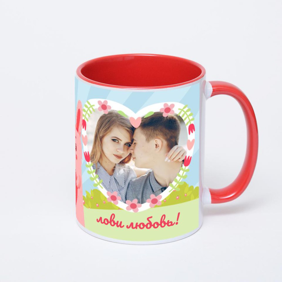 Красная кружка с фотопечатью