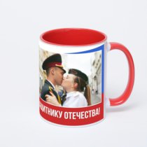 Красная кружка с фотопечатью