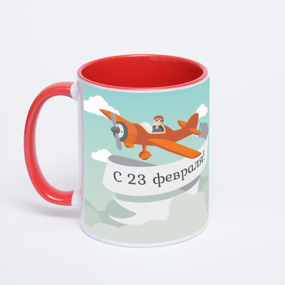 Красная кружка с фотопечатью