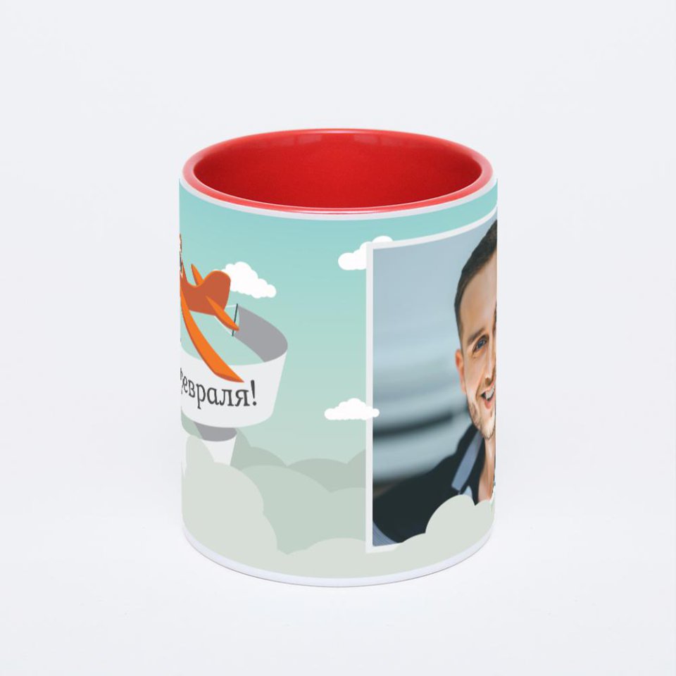 Красная кружка с фотопечатью