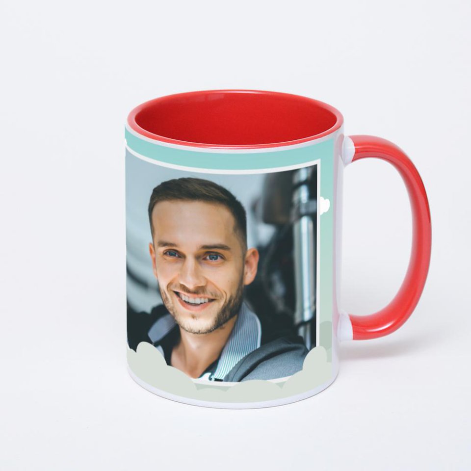 Красная кружка с фотопечатью
