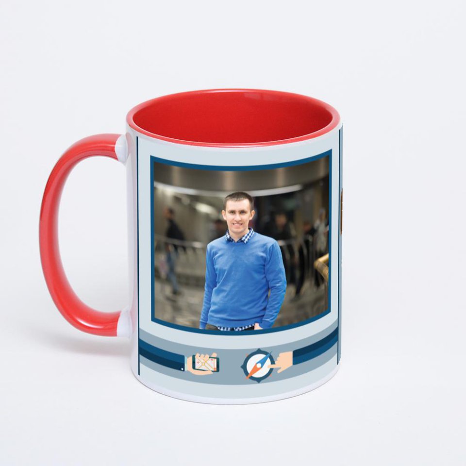 Красная кружка с фотопечатью