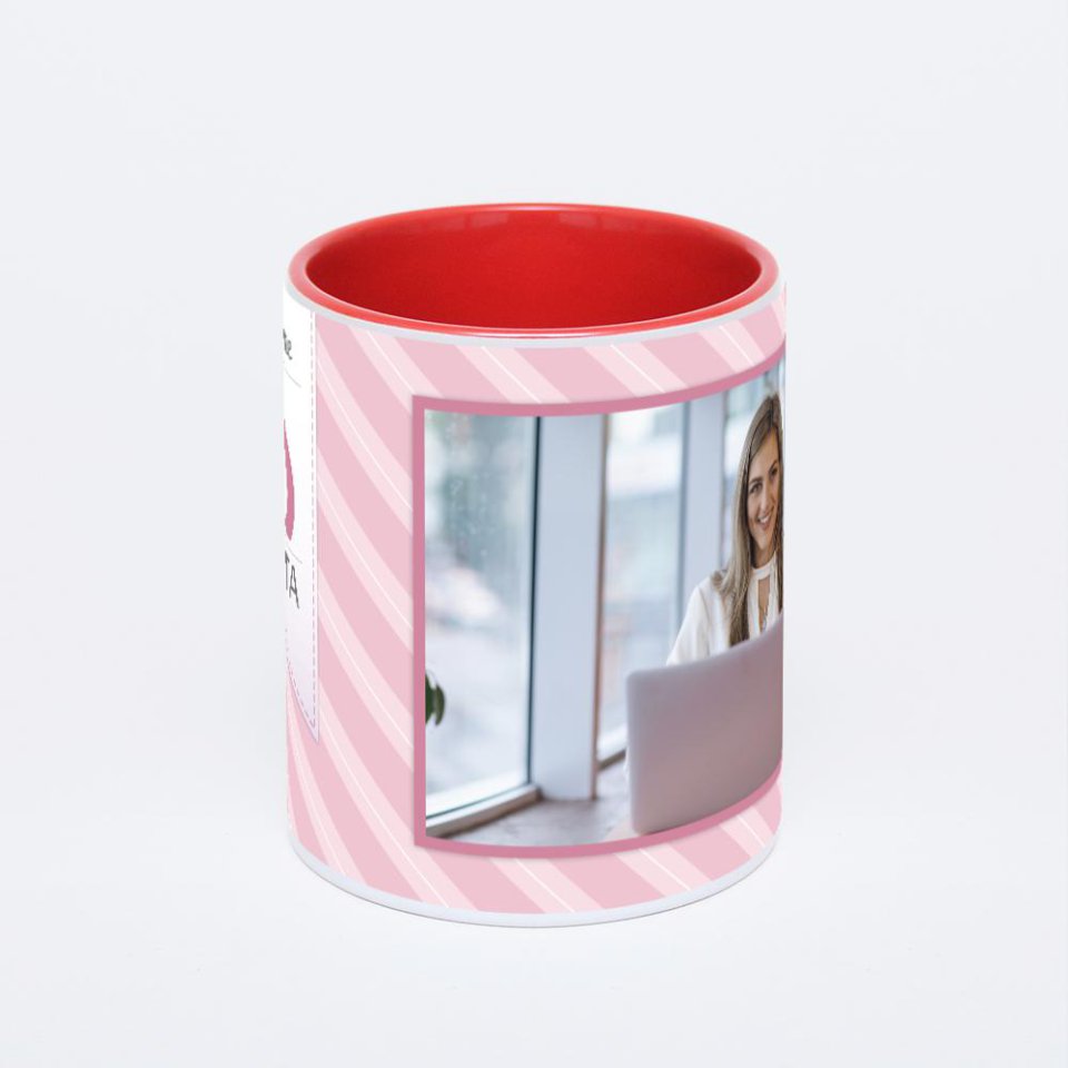 Красная кружка с фотопечатью