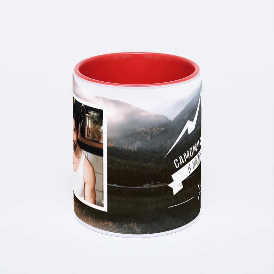 Красная кружка с фотопечатью
