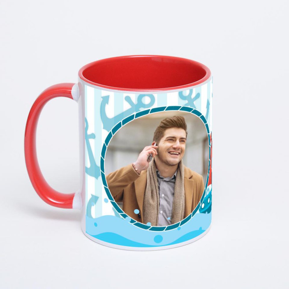 Красная кружка с фотопечатью