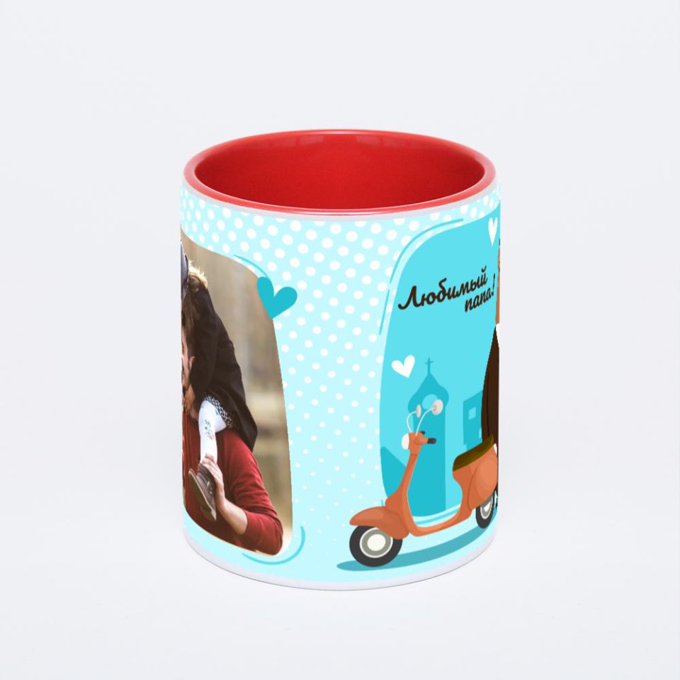 Красная кружка с фотопечатью