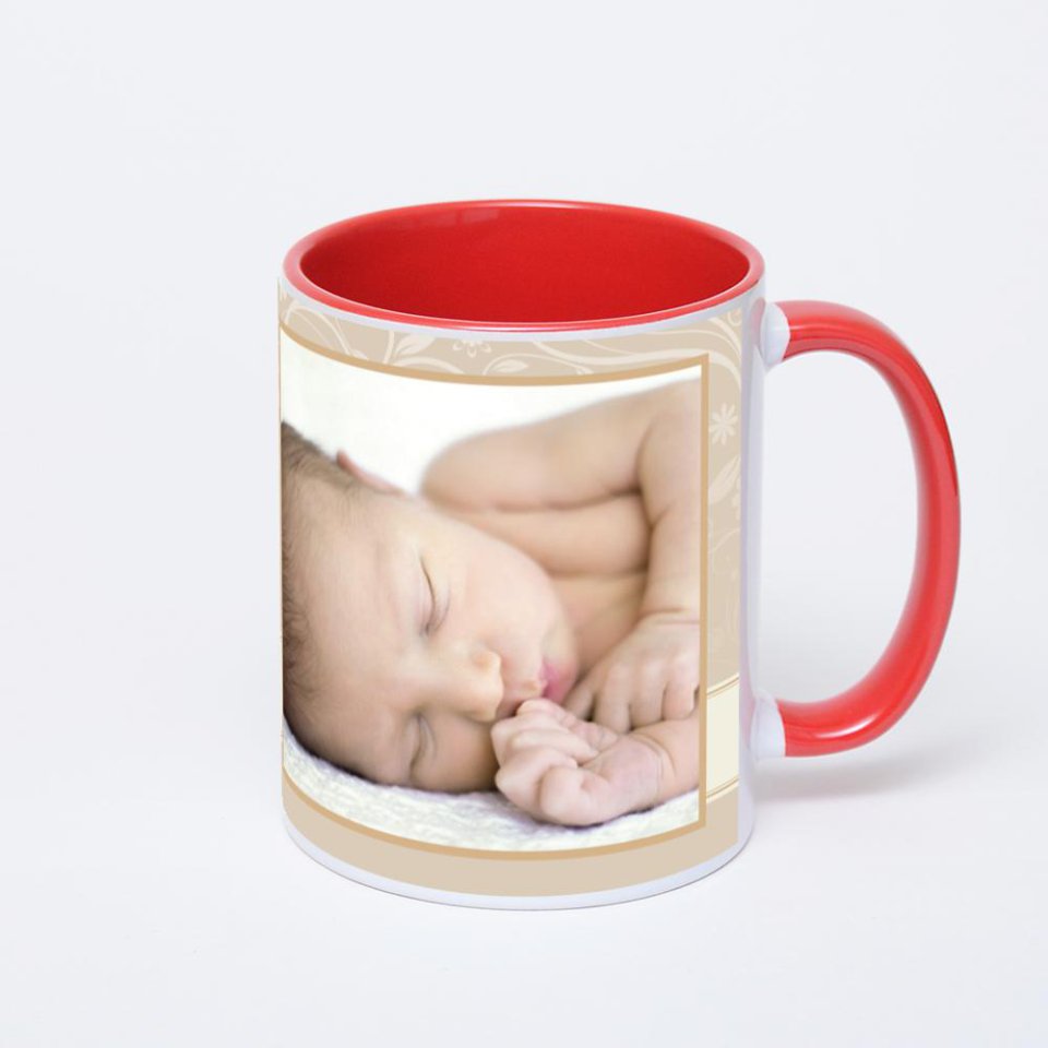 Красная кружка с фотопечатью