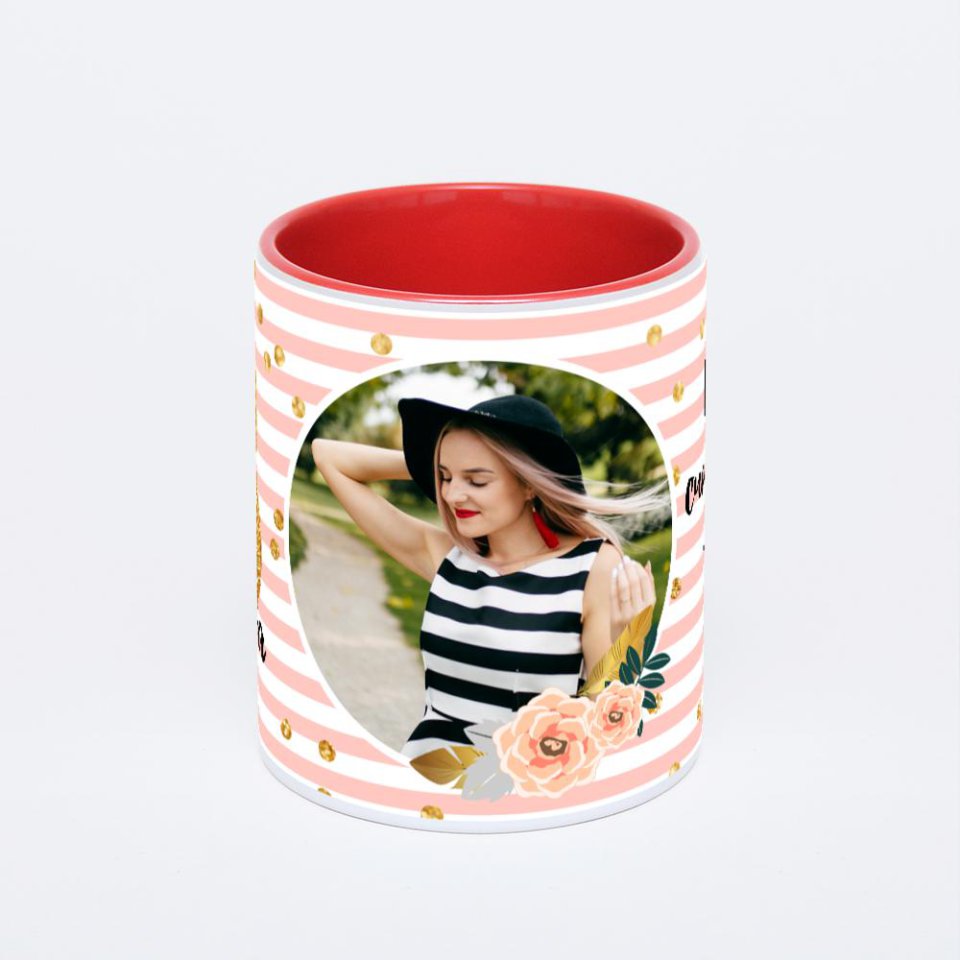 Красная кружка с фотопечатью