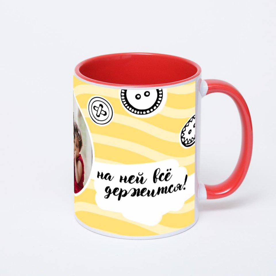 Красная кружка с фотопечатью