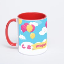 Красная кружка с фотопечатью