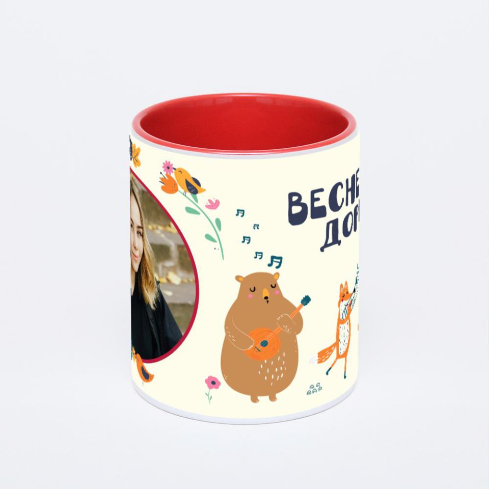 Красная кружка с фотопечатью