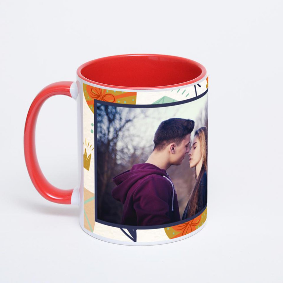 Красная кружка с фотопечатью