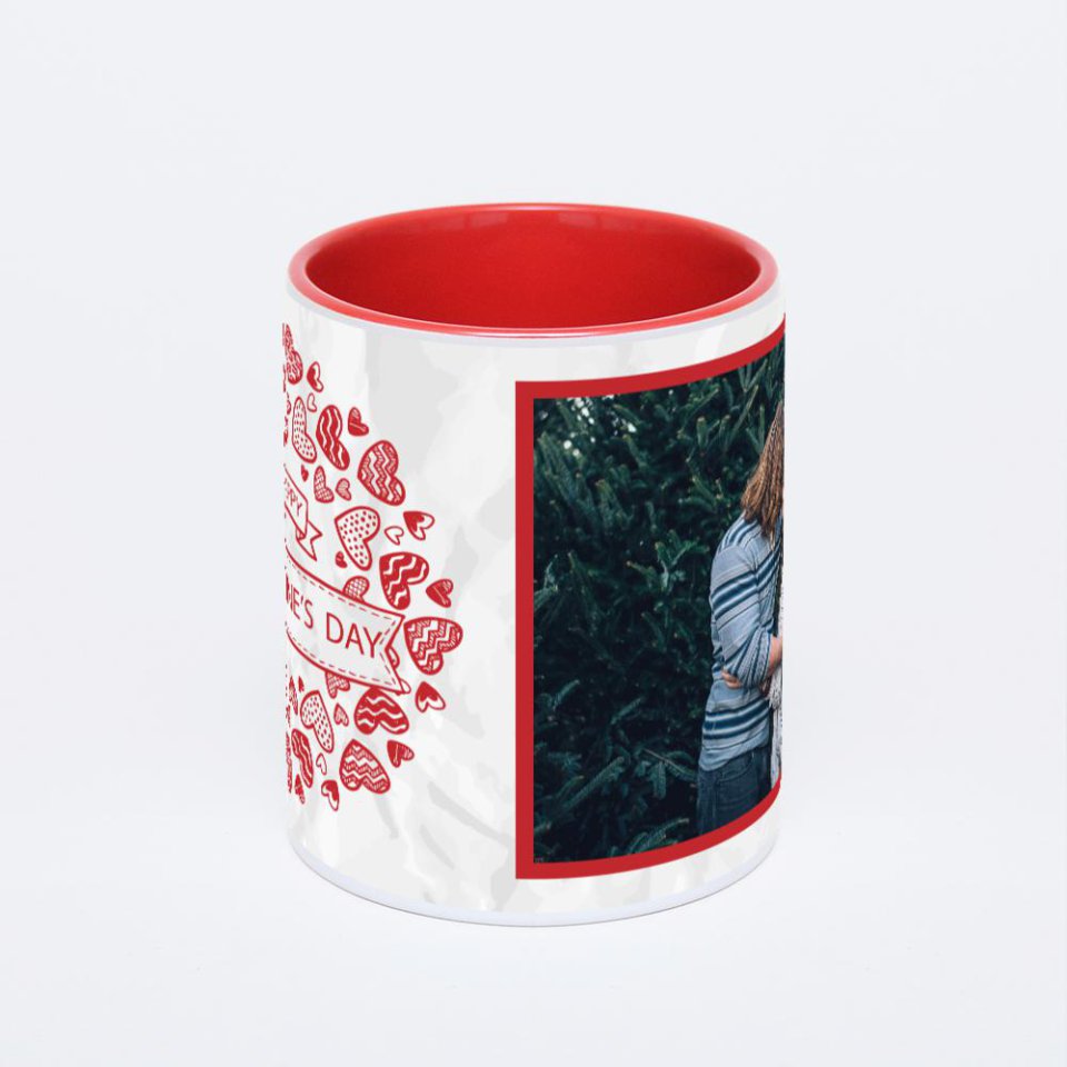 Красная кружка с фотопечатью