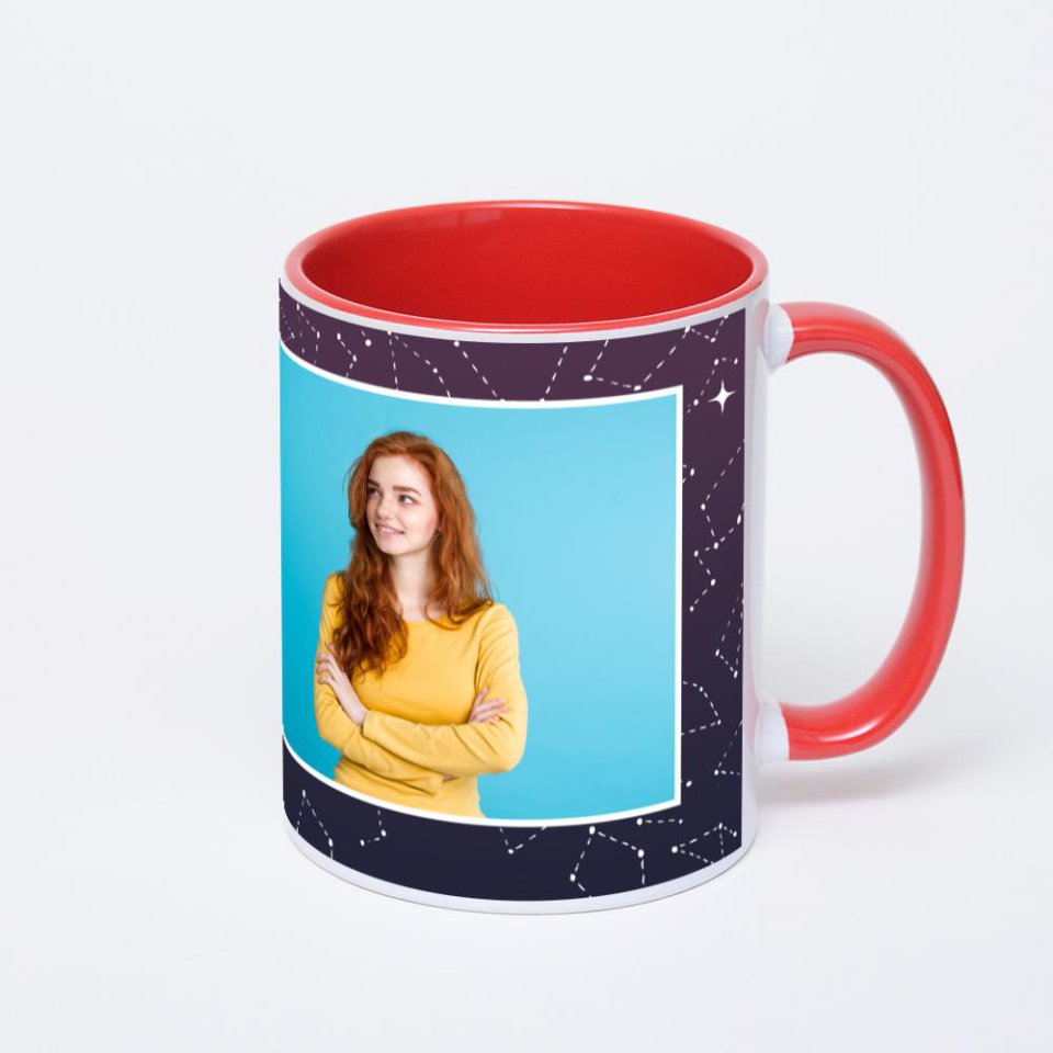 Красная кружка с фотопечатью