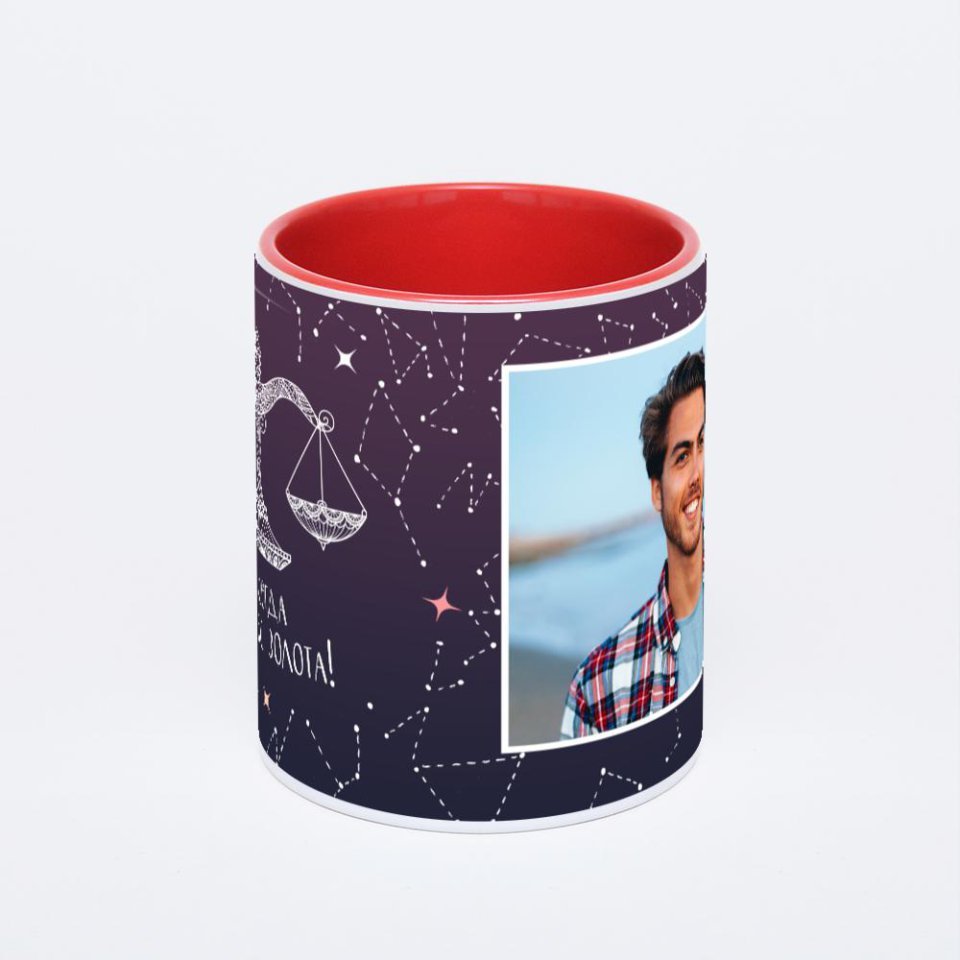 Красная кружка с фотопечатью