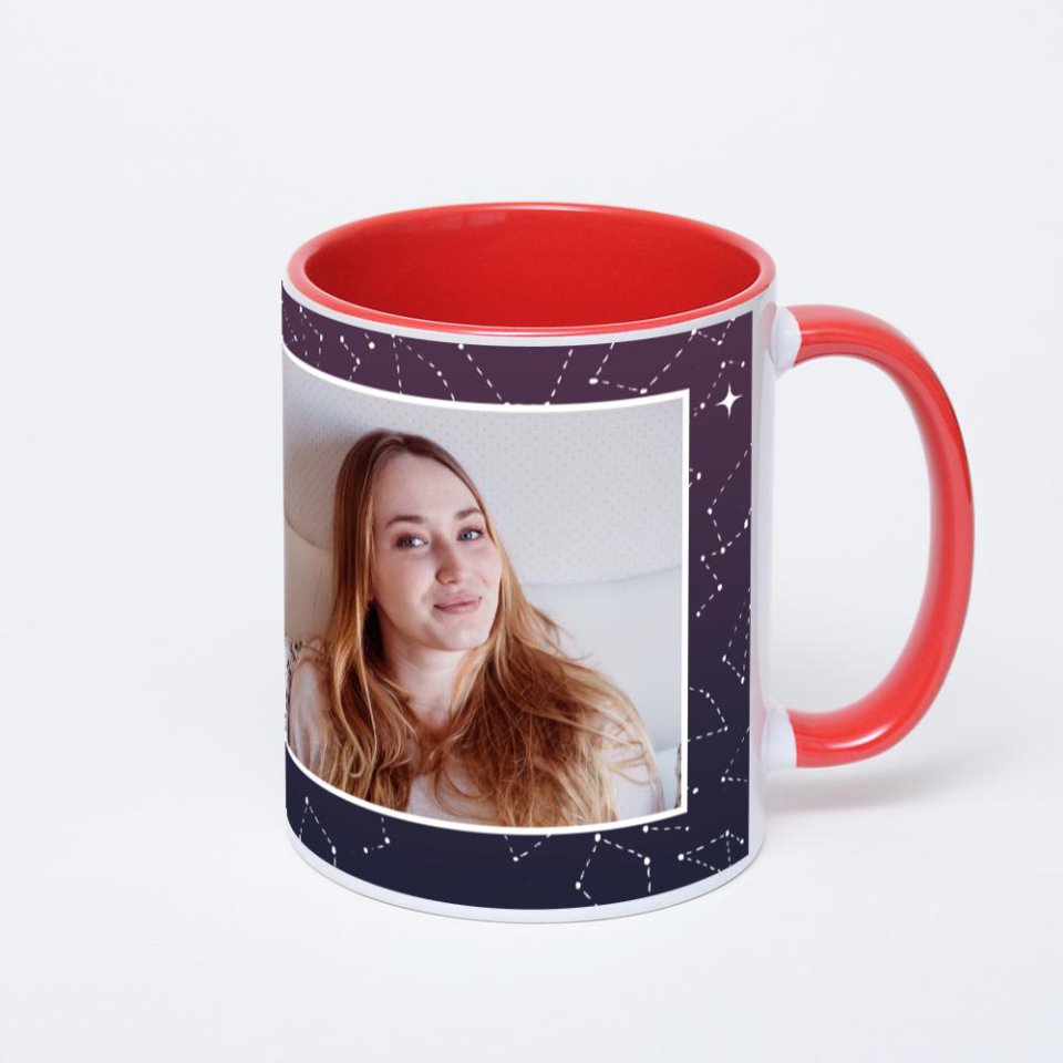 Красная кружка с фотопечатью