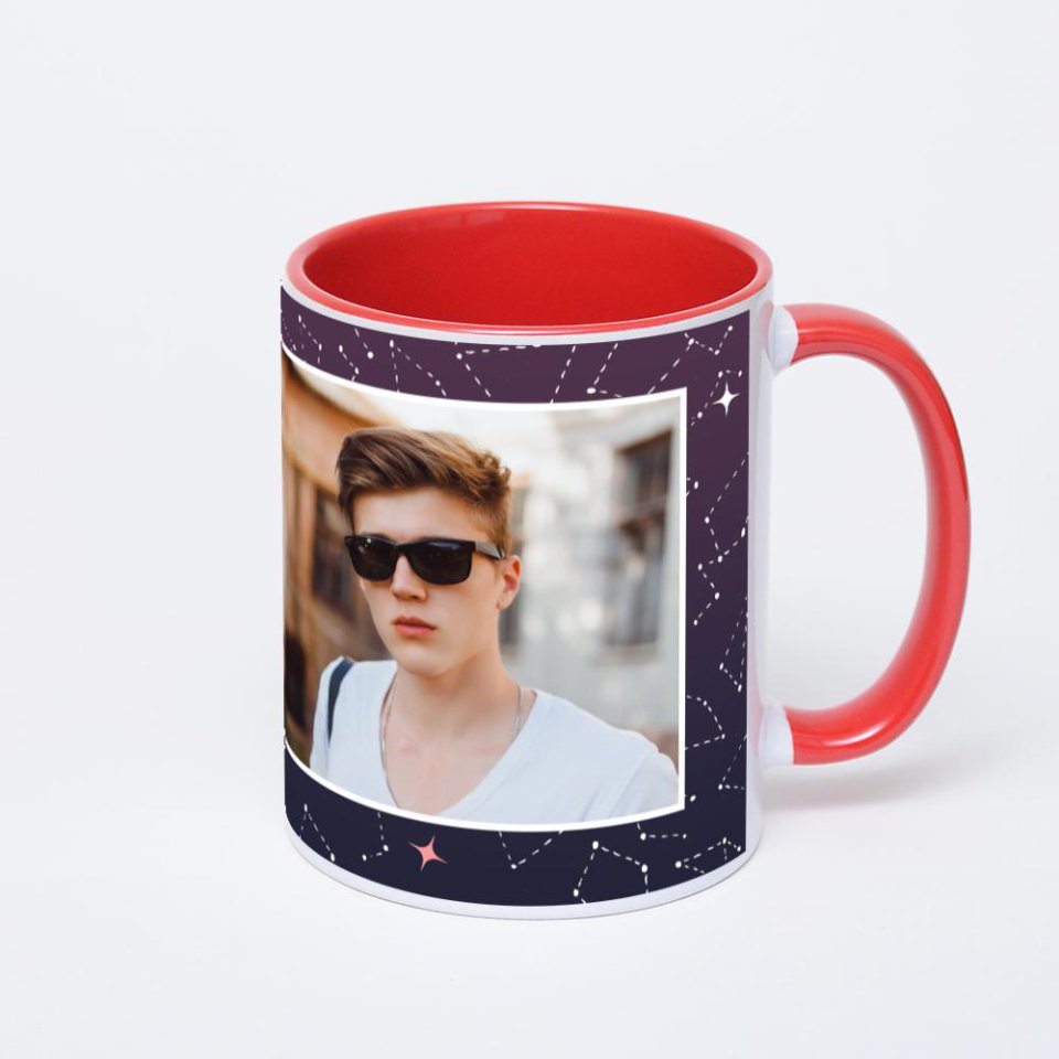 Красная кружка с фотопечатью