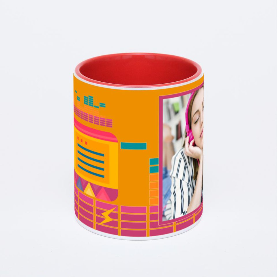 Красная кружка с фотопечатью