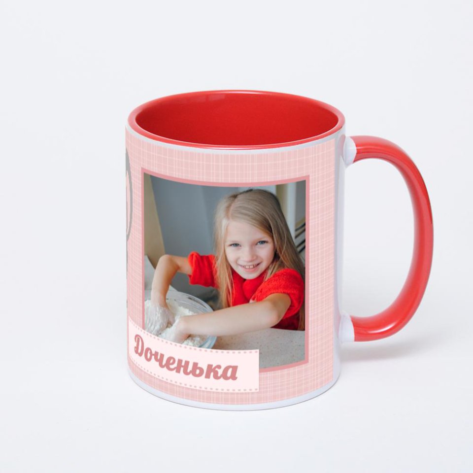 Красная кружка с фотопечатью