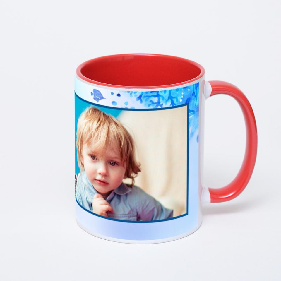Красная кружка с фотопечатью