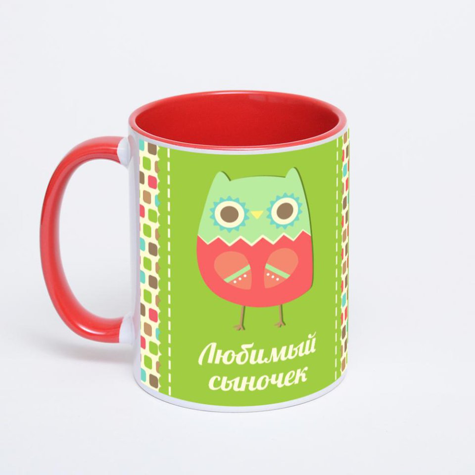 Красная кружка с фотопечатью