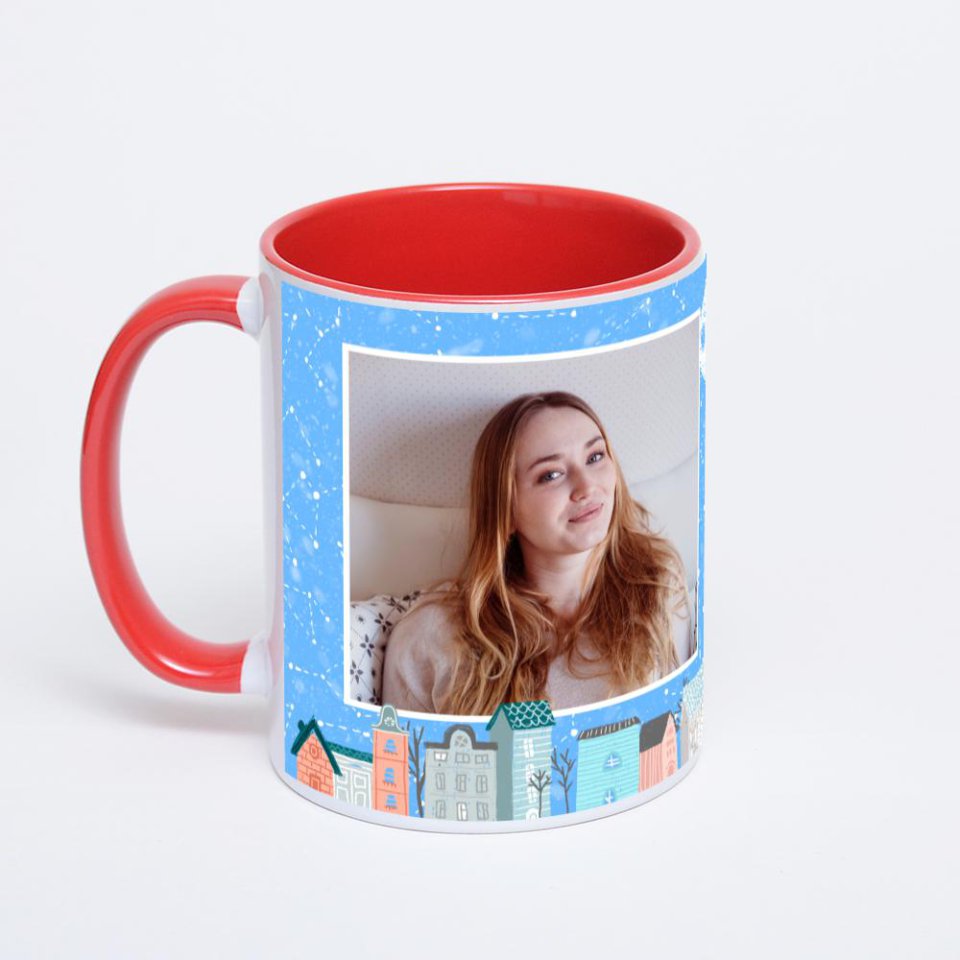 Красная кружка с фотопечатью