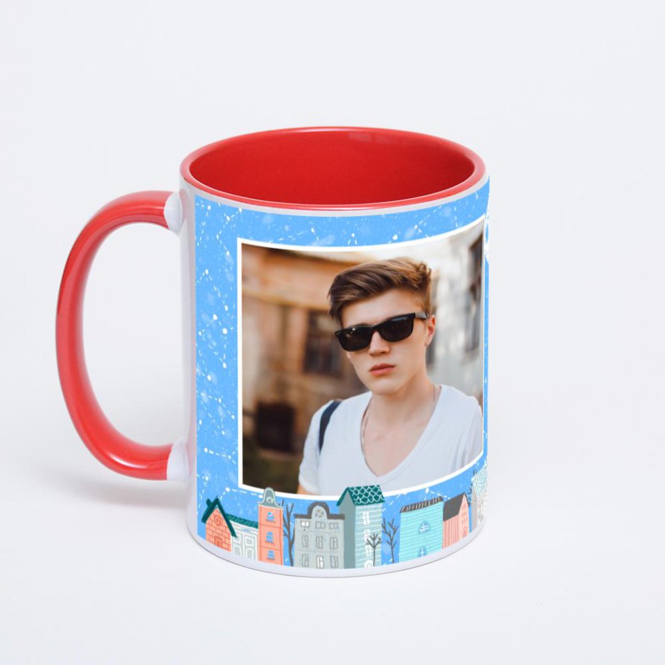Красная кружка с фотопечатью